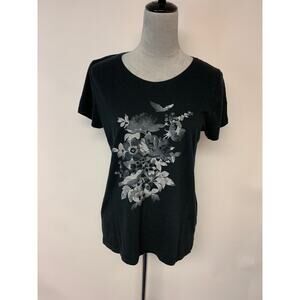 Favorite Favori Gap Tee SZ L Black Feminine Grunge Butterflies Goth Edgy9